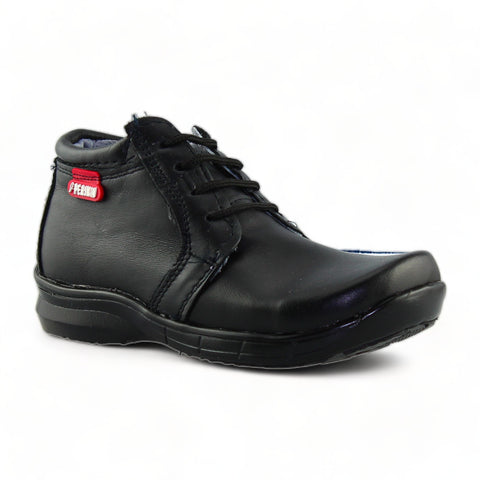 Zapatos Tipo Choclo Escolares De Niño Estilo 0048Pe17 Marca Perikin Acabado Piel Color Negro