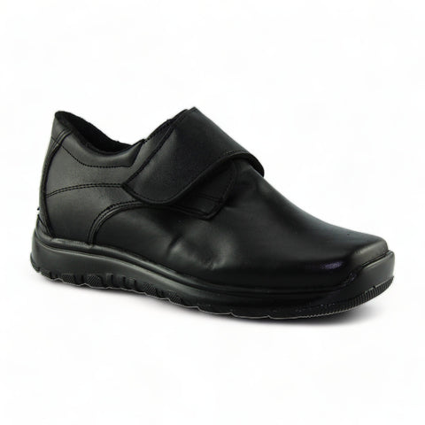 Zapatos De Piel De Velcro Para Niño Estilo 0104Gu21 Marca Guasequi Acabado Piel Color Negro