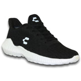 Tenis Para Hombre  De Moda Estilo 1029Ch7 Marca Charly Acabado Textil Color Negro Blanco