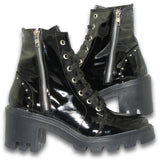 Botas Para Mujer De Moda Con Tacon Estilo 0002Mi5 Marca Miriam Sarahi Acabado Charol Color Negro
