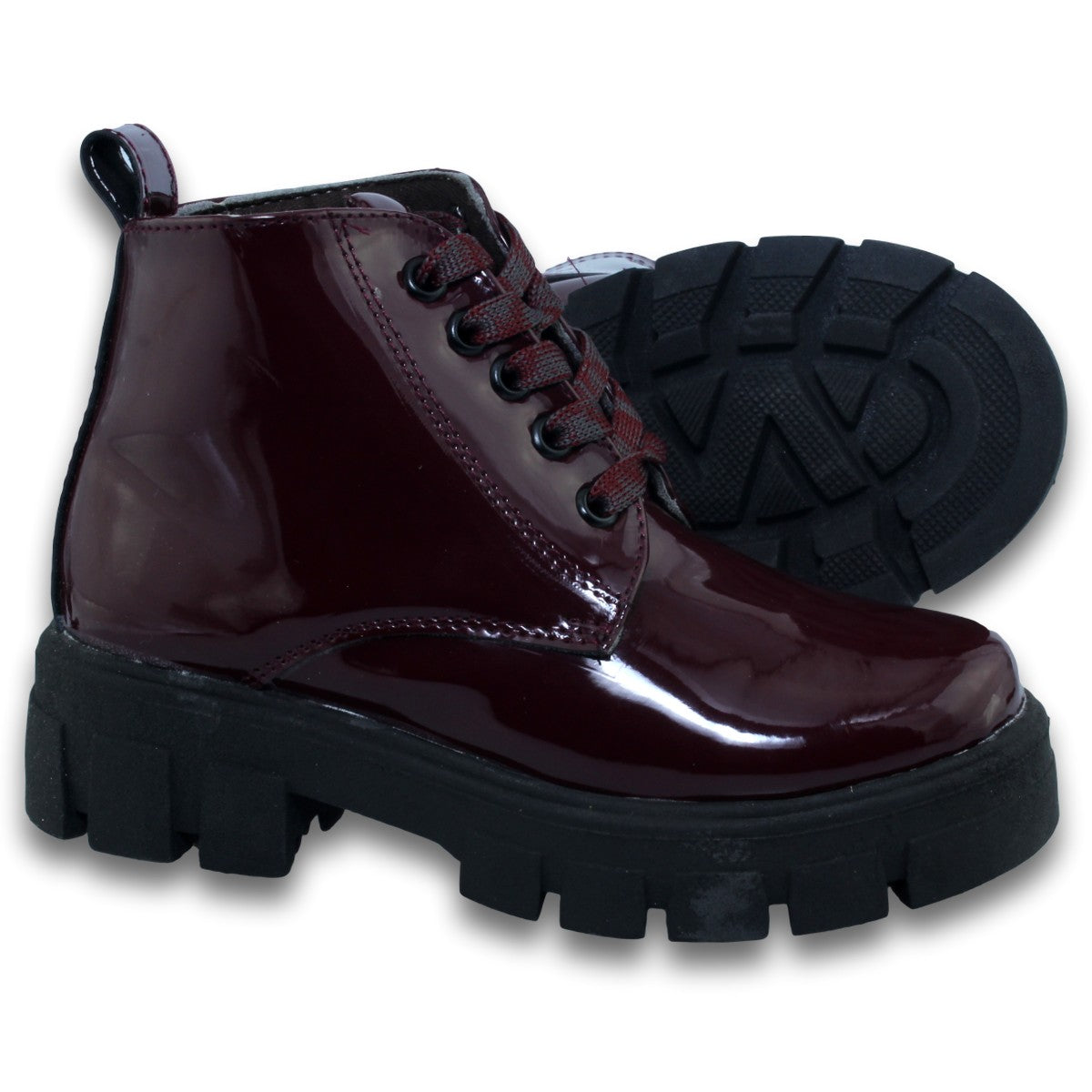 Botines Zapatos De Charol Vino Zapatillas En Charol Rojo