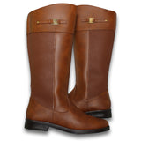 Botas Para Mujer Largas Con Tacon Bajito Estilo 5079Tr5 Marca Tropicana Acabado Simipiel Color Coñac