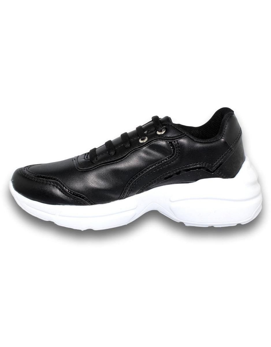 Tenis Casuales Estilo 8354St5 Marca Stars Acabado Simipiel Color Negro