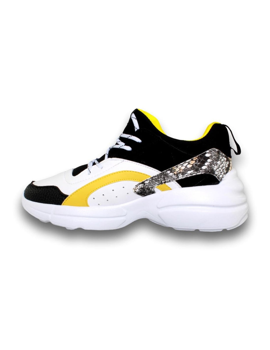 Tenis Casuales Para Mujer Estilo 8310Sw5 Marca Swiss Polo Acabado Malla Color Blanco Amarillo