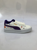 0456PU21 TENIS CASUALES PARA NIÑA COLOR BLANCO MORADO FLORES