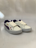 0456PU21 TENIS CASUALES PARA NIÑA COLOR BLANCO MORADO FLORES