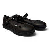 Zapatos escolares negros Su Favorita para niña con correa y detalle de corazones bordados en material sintético