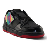 Tenis casuales Su Favorita para joven en color negro con acabado tipo charol y suela roja