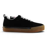 Tenis de skate juveniles Su Favorita en color negro con suela de goma color ámbar y detalles en blanco