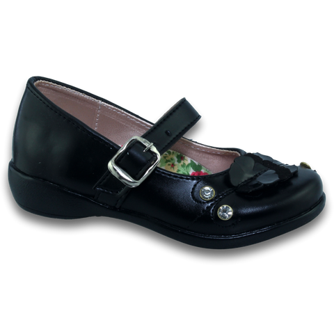 Zapatos Para Niña Escolares Con Detalles Estilo 0384To17 Marca Top 5 Acabado Simipiel Color Negro