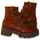Botas Para Mujer De Moda Con Hebilla Estilo 0600Mi5 Marca Miriam Sarahi Acabado Nairobi Color Tang