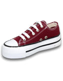 Tenis Casuales Estilo 0689Fi21 Marca Firchh Acabado Textil Color Vino Blanco