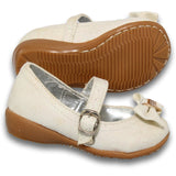 Zapatos Para Niña Balerinas Con Moño Estilo 0820Be14 Marca Betsy Acabado Sintetico Color Blanco Brillos