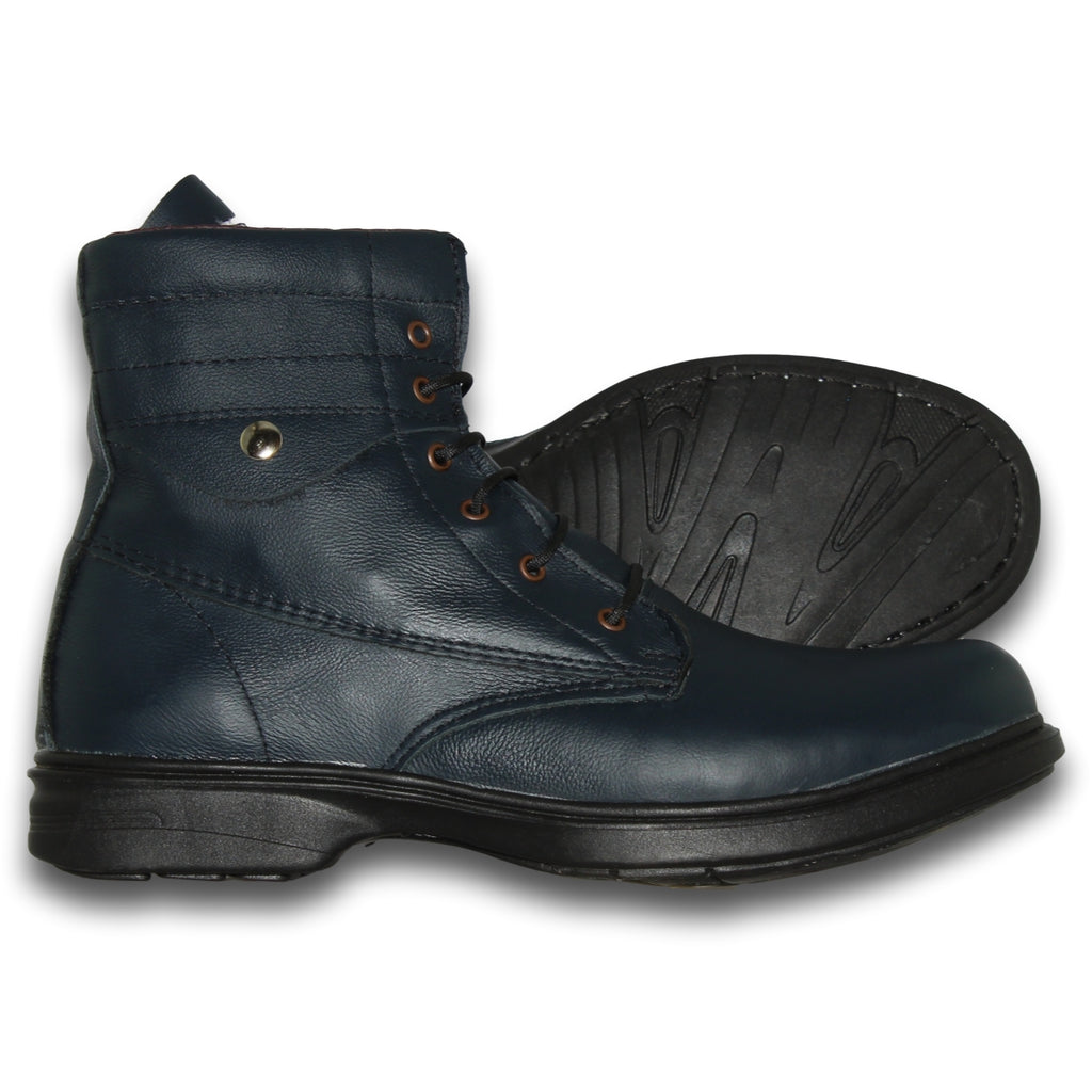 Botas azules deals de cuero